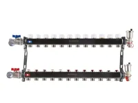 Колекторная группа для отопления из нержавеющей стали Rommer 1* х 3/4* - 12 выходов (в сборе без расходомеров)