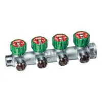 Регулирующий коллектор 1" (ВР-НР) с 4 отв. 3/4" НР (межосев. 45 мм) 