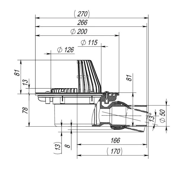 Кровельная воронка Fachmann VB 520.1 Y (горизонтальный шарнирный выпуск, DN50)