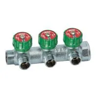Регулирующий коллектор 3/4" (ВР-НР) с 3 отв. 1/2" НР EU с вставкой под плоское уплотнение