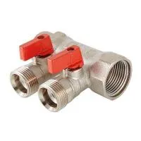 Коллектор для водоснабжения с отсекающими кранами VALTEC 1* х 3/4* евроконус - 2 отвода