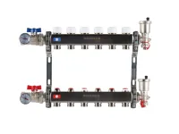 Колекторная группа для отопления из нержавеющей стали Rommer 1* х 3/4* - 6 выходов (в сборе без расходомеров)