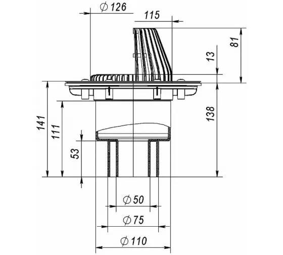 Кровельная воронка Fachmann VB 310.1 Y (вертикальный выпуск, DN50/75/110)