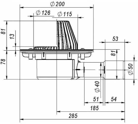 Кровельная воронка Fachmann VB 510.0 Y (горизонтальный выпуск, DN40/50)