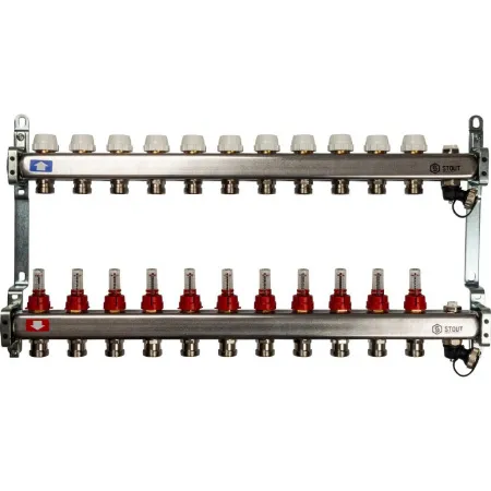 Коллекторная группа для теплого пола STOUT 0927 - 11 выходов