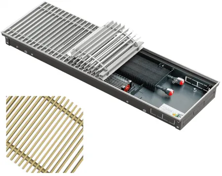 Конвектор внутрипольный Techno KVZV 250 х 85 х 2400 (решётка роликовая, золото)