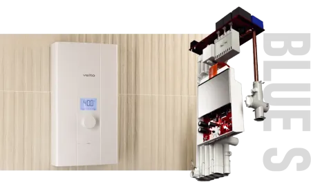 Водонагреватель  электрический проточный Veito BLUE  S 12 кВт / 380В / 3ф. с электронным дисплеем.