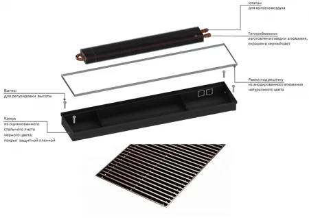 Конвектор внутрипольный Gekon Eco 230 х 80 х 1600 (решётка роликовая, тёмно коричневая) Конвектор внутрипольный Gekon Eco 230 х 80 х 1600 (решётка роликовая, тёмно коричневая)