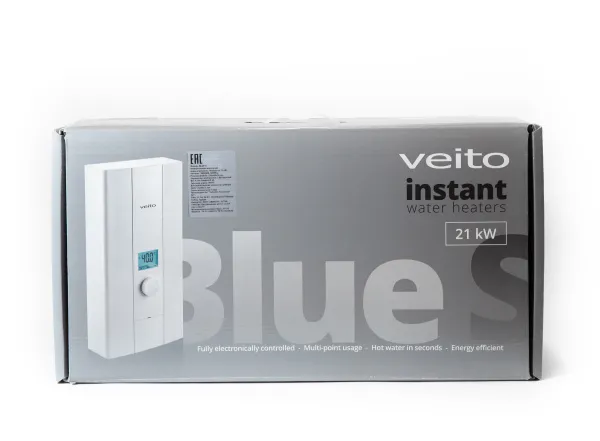 Водонагреватель электрический проточный Veito BLUE S 21 кВт / 380В / 3ф. с электронным дисплеем.