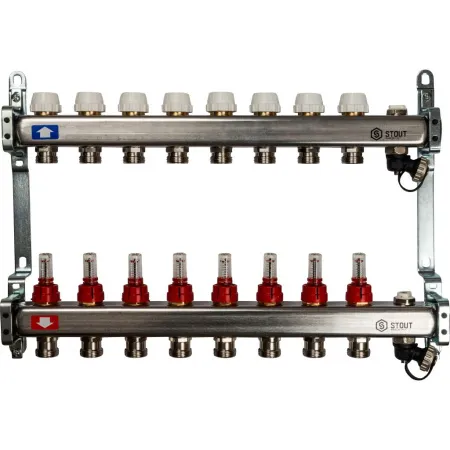 Коллекторная группа для теплого пола STOUT 0927 - 8 выходов Коллекторная группа для теплого пола STOUT 0927 - 8 выходов