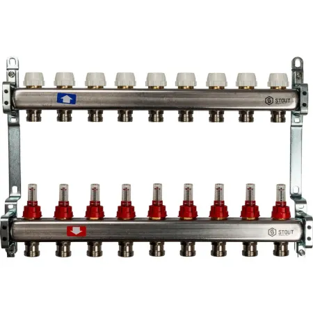 Коллекторная группа для теплого пола STOUT 0917 - 9 выходов