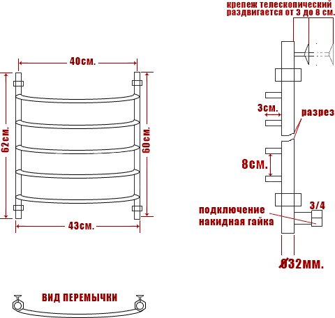 Полотенцесушитель электрический Ника Arc ЛД 60/40-5 R