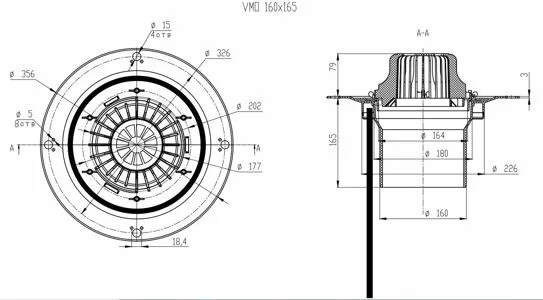 Кровельная воронка Fachmann VMO 160x165 (с подогревом)