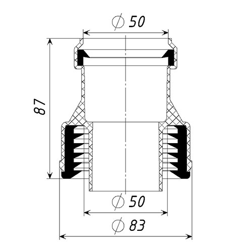 Переходник для внутренней канализации Татполимер ТП-9/50