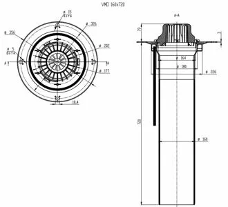 Кровельная воронка Fachmann VMO 160х720 (с подогревом)