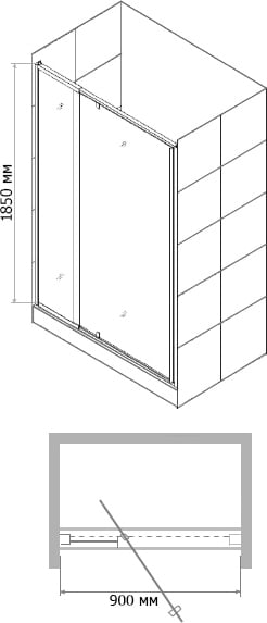 Душевая дверь в нишу RGW Passage PA-02 (770-900)х1850 EasyClean