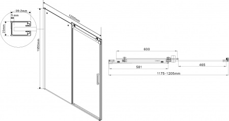 Душевая дверь в нишу Vincea Como VPS-1C120CLB 120 см, профиль черный, стекло прозрачное
