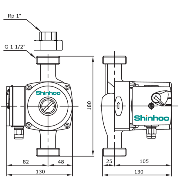 Насос циркуляционный Shinhoo BASIC 25-8S N 180 1x230V