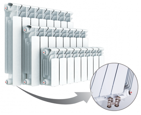 Радиатор биметаллический секционный Rifar Base Ventil 350 х 5 секций (подключение нижнее слева)
