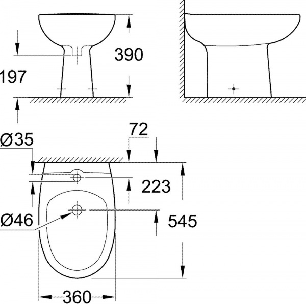 Биде напольное Grohe Bau Ceramic 39432000