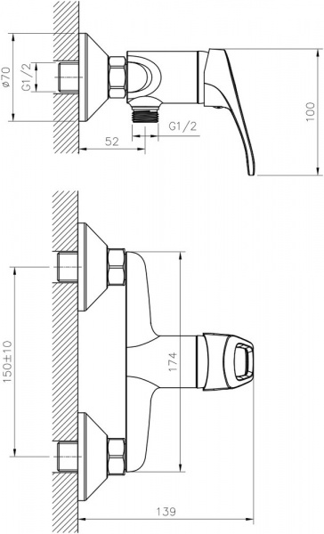 Смеситель для душа Decoroom SO21 SO21056