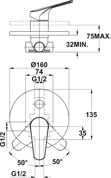 Смеситель для ванны с душем TEKA Alcudia 461716200 С ВНУТРЕННЕЙ ЧАСТЬЮ