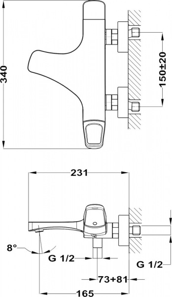 Смеситель для ванны с душем TEKA Sense 911210200