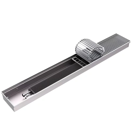 Конвектор внутрипольный Rommer RCN1 200 х 80 х 1300 (решётка роликовая, натуральный алюминий)