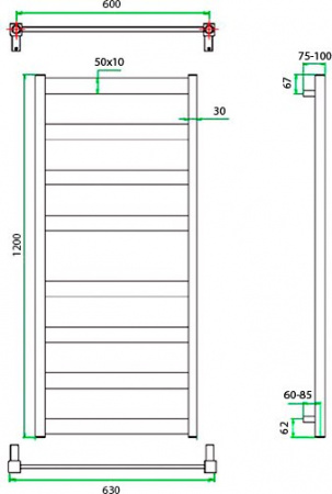 Полотенцесушитель водяной Grota Brezza 63x120