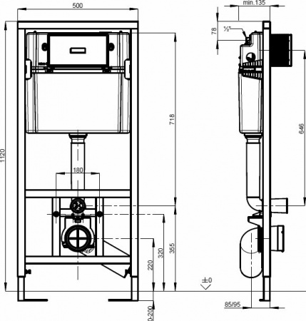 Система инсталляции для унитазов Gustavsberg EASYmont 92211461 3 в 1 с кнопкой смыва, хром