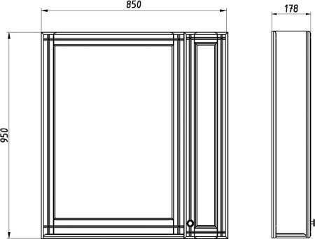 Зеркало ASB-Woodline Берта 85 со шкафом, белое, патина серебро