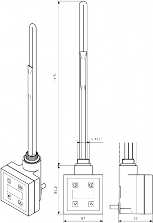 Полотенцесушитель электрический Secado Комано 1 80x50, ТЭН КТХ 4, черный матовый, R