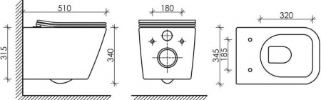 Унитаз подвесной Ceramica Nova Metric Rimless CN3007 с микролифтом, безободковый