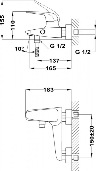 Смеситель для ванны с душем TEKA Itaca 671210200 хром