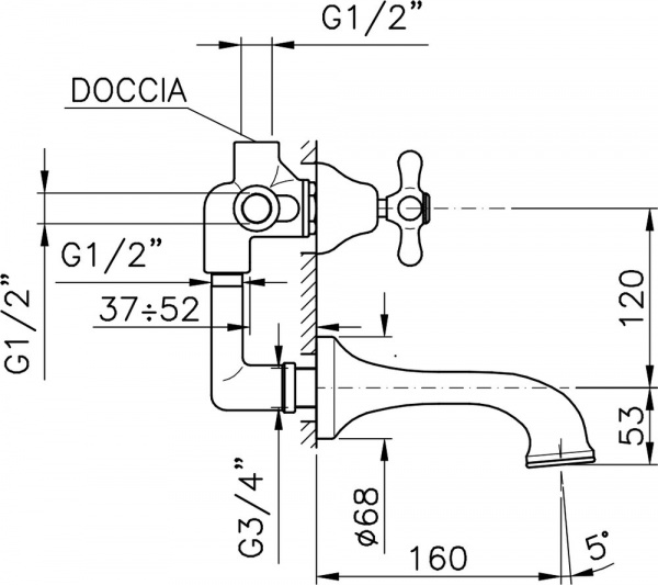 Излив Nicolazzi Doccia C2503CR для ванны, хром