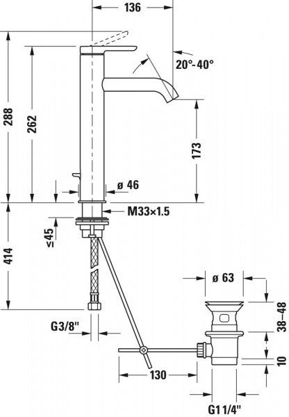 Смеситель для раковины Duravit C.1 C11030001010 хром