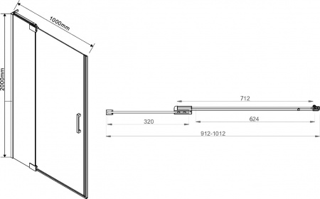 Душевая дверь в нишу Vincea Extra VDP-1E9010CL 90/100 см, стекло прозрачное, хром