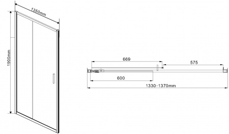 Душевая дверь в нишу Vincea Garda VDS-1G135CH 135 см, профиль хром, стекло шиншилла