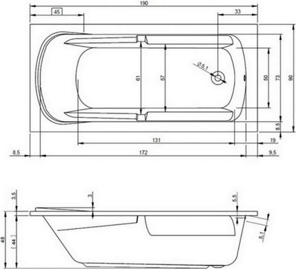 Акриловая ванна Riho Future XL 190x90