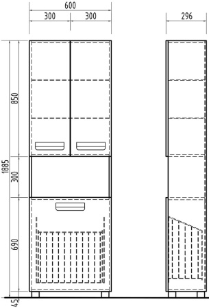 Шкаф-пенал Vigo Plaza 60 с бельевой корзиной