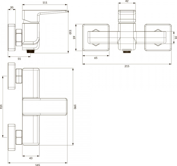 Смеситель для душа Omnires Parma PM7440GR графит