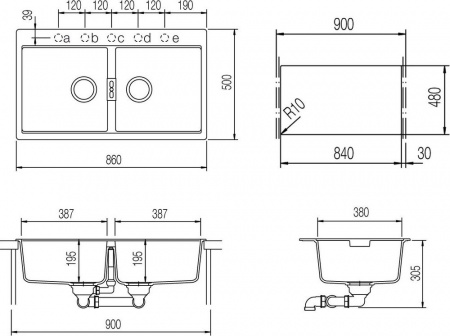 Мойка кухонная Schock Horizont 90 (N-200) аворио, интегрированная