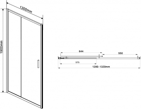 Душевая дверь в нишу Vincea Garda VDS-1G130CH 130 см, профиль хром,  стекло шиншилла