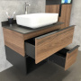 Мебель для ванной Comforty Штутгарт 75, дуб тёмно-коричневый, с черной столешницей