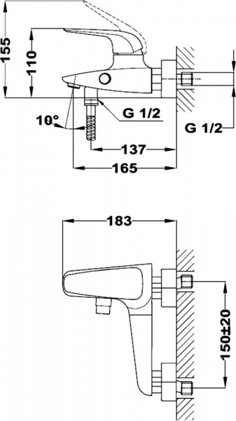 Смеситель для ванны с душем TEKA Itaca 67121020N2 графит