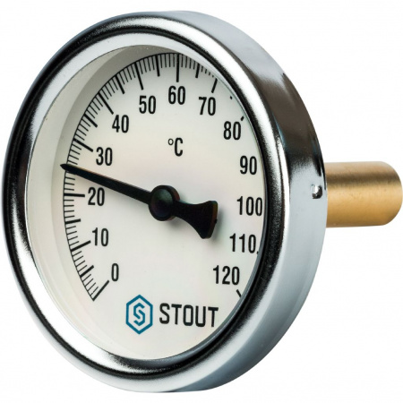 Термометр биметаллический с погружной гильзой Stout (корпус Ø 63 мм, гильза 50 мм) SIM-0001-635015