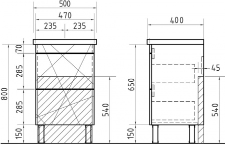 Мебель для ванной Vigo Geometry 50 бетон