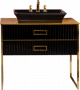 Тумба с раковиной Armadi Art Monaco 100 с черной столешницей черная, золото
