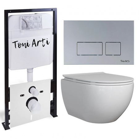 Комплект Toni Arti (система инсталляции TA-01 + унитаз подвесной Baglio с крышкой-сиденьем + клавиша Noche TA-0040 + звукоизолирующая прокладка Pro)