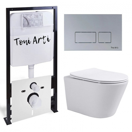 Комплект Toni Arti (система инсталляции TA-01 + унитаз подвесной Forli с крышкой-сиденьем + клавиша Noche TA-0040 + звукоизолирующая прокладка Pro)